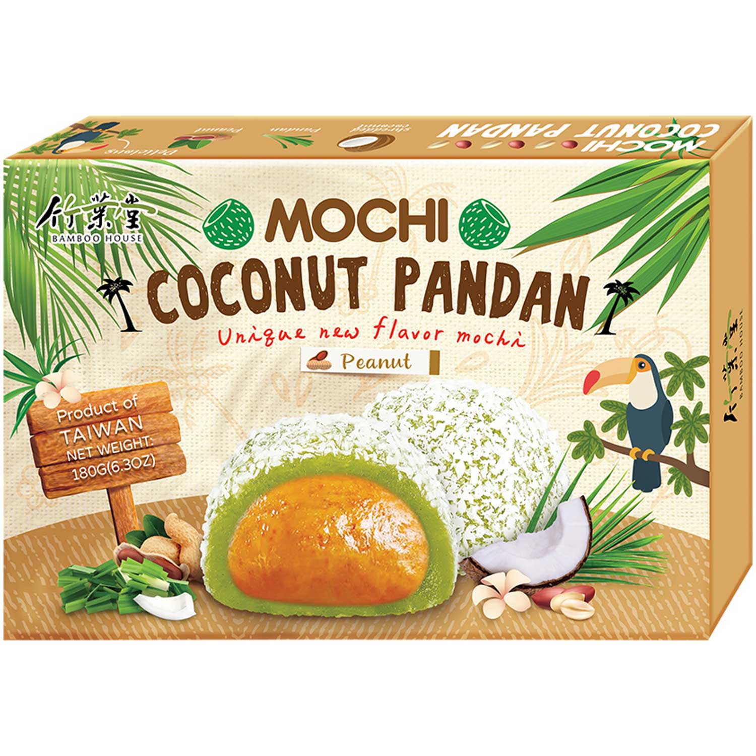 Bamboo House Mochi Coconut Pandan Peanut 180g