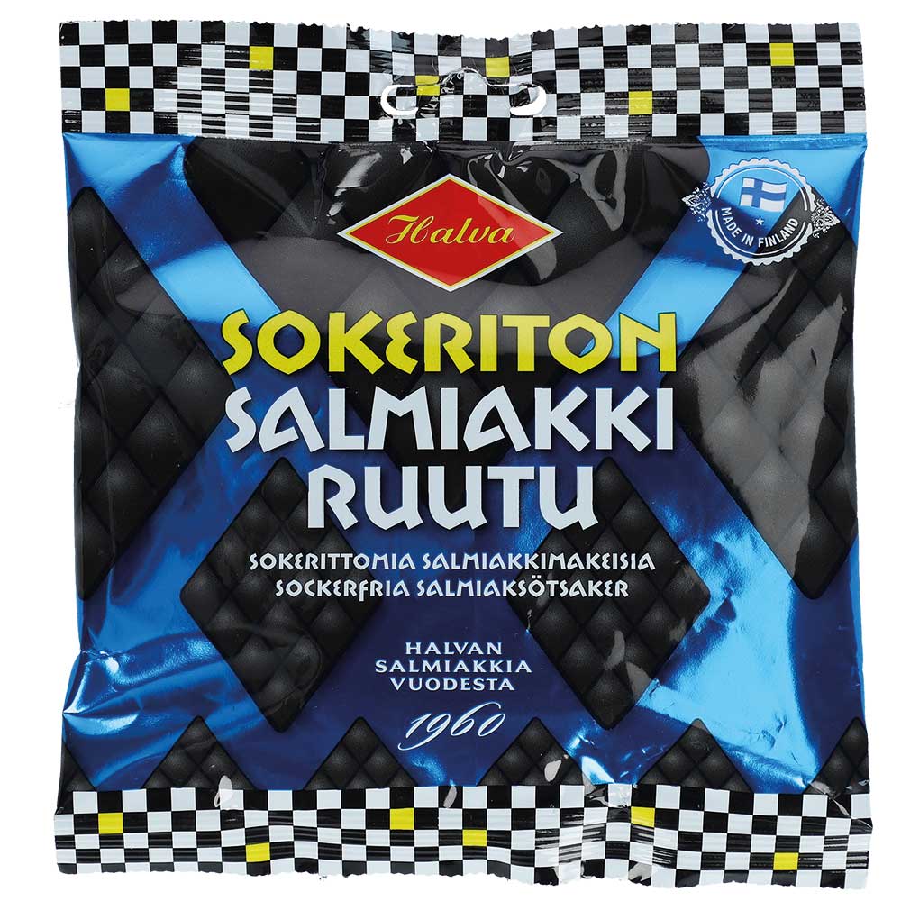 Halva Sokeriton Salmiakki Ruutu 90g